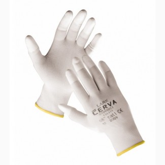 Тонкі робочі нейлонові рукавички LARK з поліуретановим покриттям кінчиків пальцев