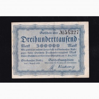 300 000 марок 1923г. 54327. Германия