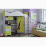 Детская кровать-чердак Пятый элемент со шкафом и столом