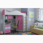 Детская кровать-чердак Пятый элемент со шкафом и столом