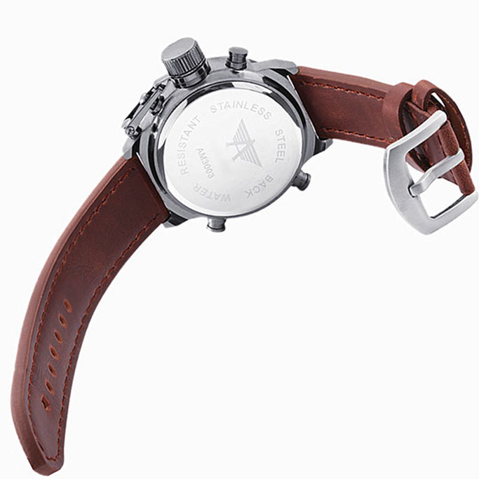 Фото 3. Кварцевые часы Amst watch (Черные, коричневые, серебристый)