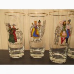 Немецкие раритетные стаканы (стекло) - пары в национальных костюмах республик СССР-6шт