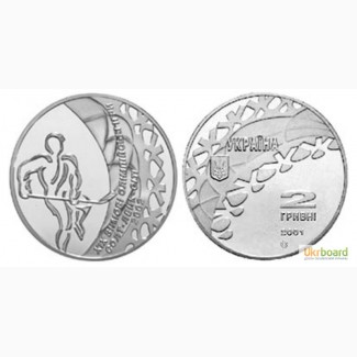Монета 2 гривны 2001 Украина - Хоккей
