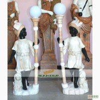 Эксклюзивная напольная скульптура светильник из натурального мрамора, светильник