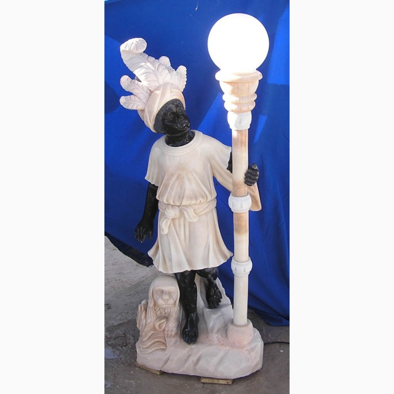 Фото 2. Эксклюзивная напольная скульптура светильник из натурального мрамора, светильник
