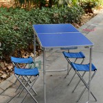 Туристический стол раскладной алюминиевый ZZ18007-blue, столик для пикника