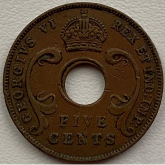 Британская Восточная Африка 5 центов 1942 год СОХРАН!!! с611