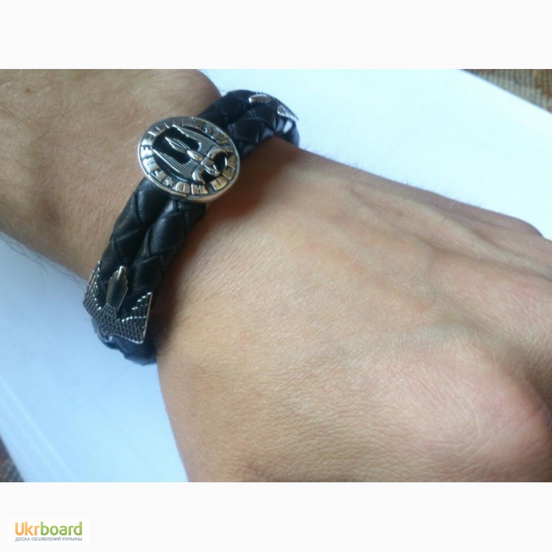 Фото 3. Продам мужской браслет из натуральной кожи и серебра авторской работы