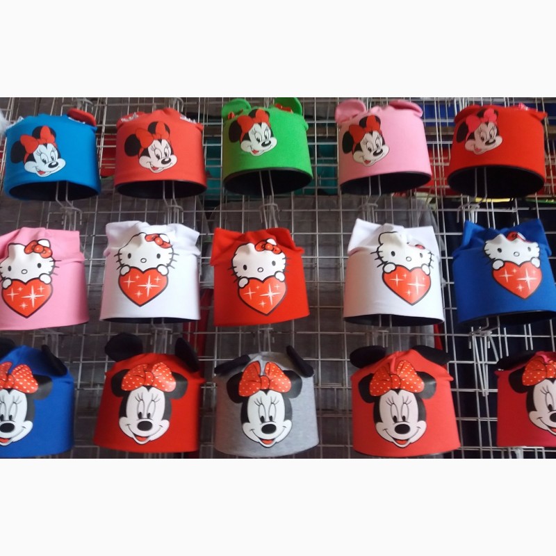 Шапки детские весенние Микки Маус с ушками от 1 года до взрослых размеров
