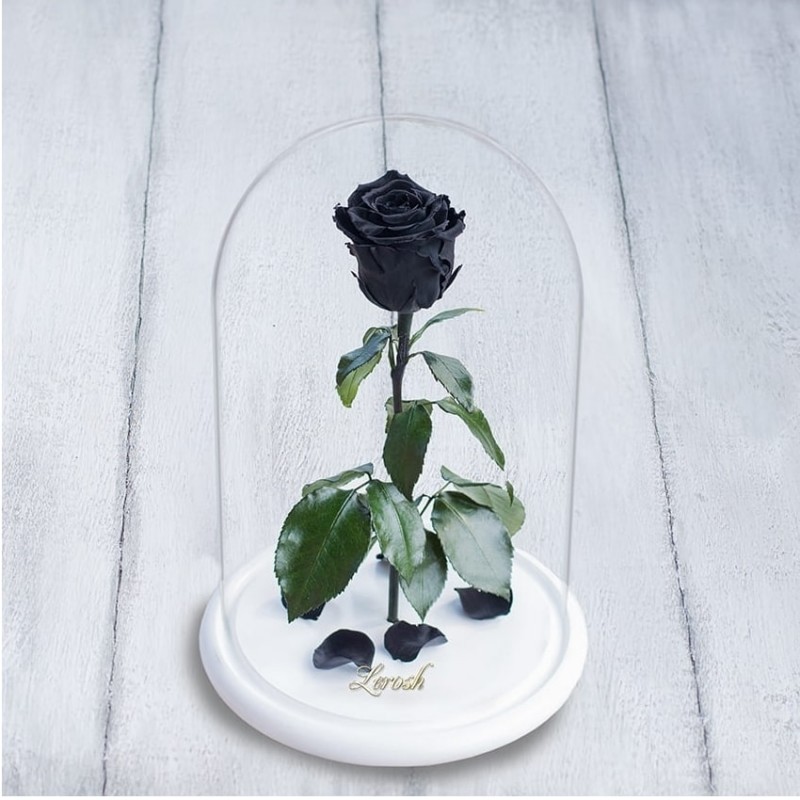 Фото 2. Подарок вызывающий восторг Стабилизированная роза в колбе Lerosh – Standart 33 см, Черная