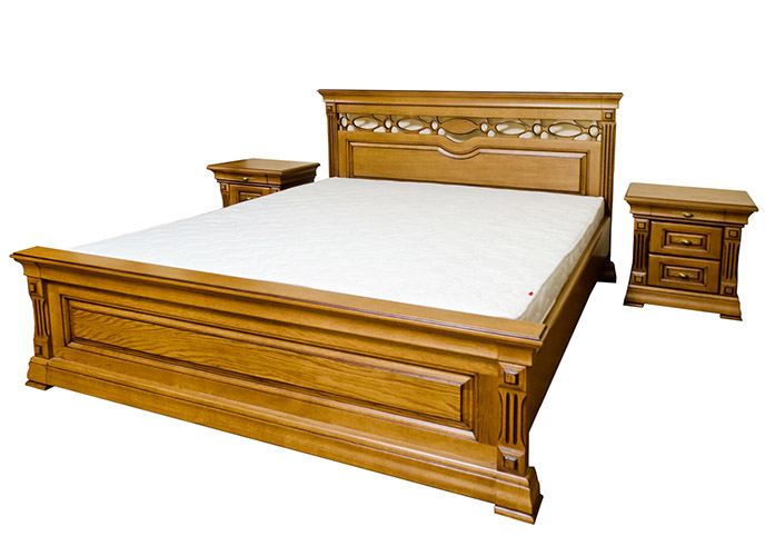 Фото 6. Дубове двоспальне ліжко Елеонора з різьбленням
