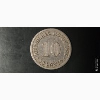 10 пфеннигов. 1876г. В. Германия. Медно-никелевый сплав