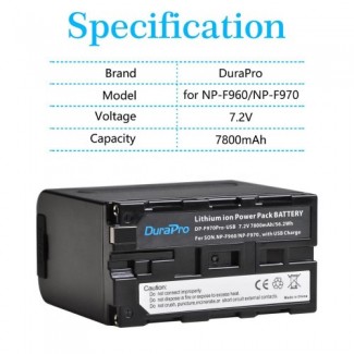 Аккумулятор Sony NP-F970 7800mAh USB индикацией уровня заряда DuraPro